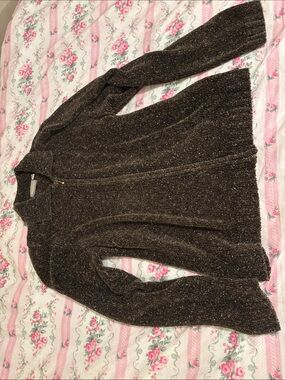 croft & barrow Knit Zip Cardigan in Dark Brown